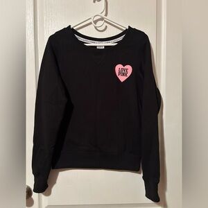 PINK Victoria's Secret Black Sweatshirt with Pink Heart